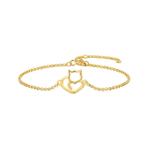 Armband Sterlingsilber Katze für Katzenliebhaber - Gold - FALKENKOENIG SCHMUCK & Piercing Online Shop