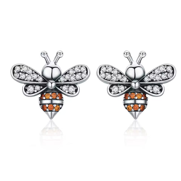 Filigrane Bienen-Honig Ohrstecker mit funkelnden Kristallen – eleganter Naturschmuck für Naturliebhaber & Trendsetter. 🐝✨