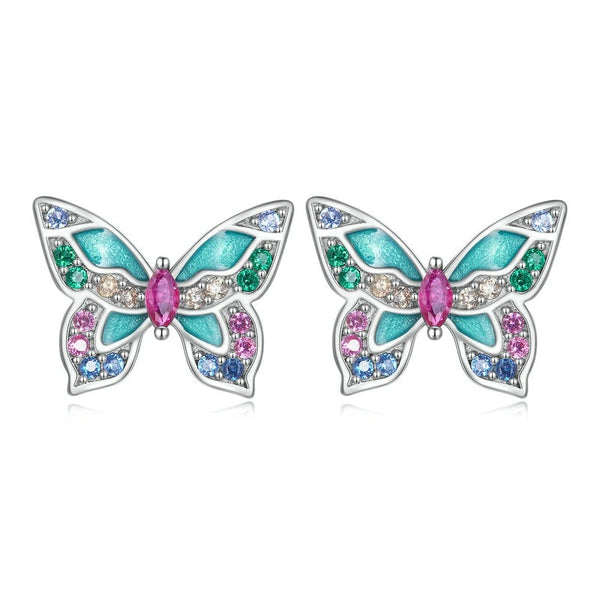 Ohrstecker Schmetterling Sterling Silber Kristall - FALKENKOENIG SCHMUCK & Piercing Online Shop