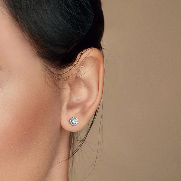 Ohrstecker Silber Kristall 6mm - FALKENKOENIG SCHMUCK & Piercing Online Shop