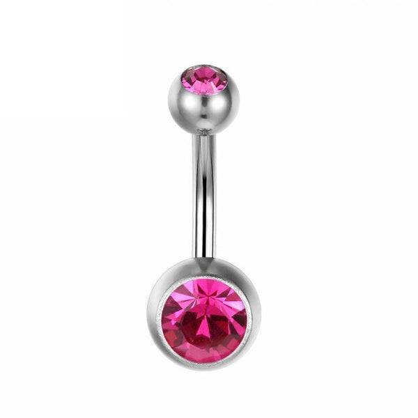 Titan Bauchnabelpiercing mit rubinroten Zirkonia Kristallen von Falkenkoenig Schmuck. Dieses Bauchnabelpiercing ist erhältlich mit der Stablänge 12mm, 10mm und 8mm.