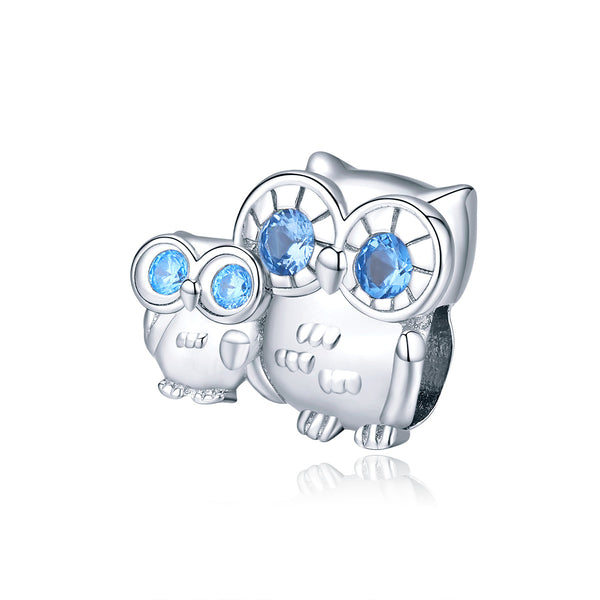 Charm Anhänger Eulen Sterling Silber Kristall - FALKENKOENIG SCHMUCK & Piercing Online Shop