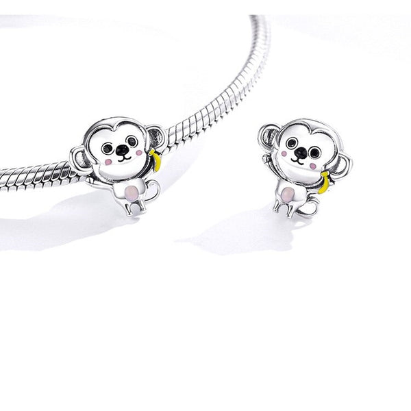 Charm Anhänger Äffchen mit Banane Sterling Silber - FALKENKOENIG SCHMUCK & Piercing Online Shop