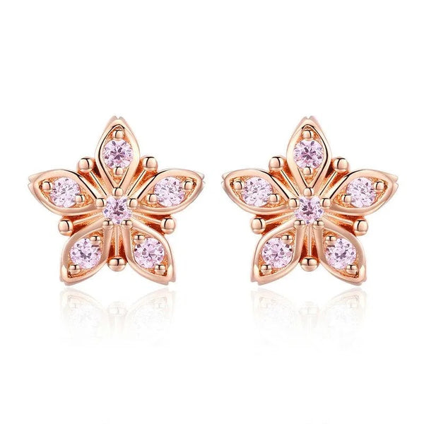 Ohrstecker Blume Roségold Kristall - FALKENKOENIG SCHMUCK & Piercing Online Shop