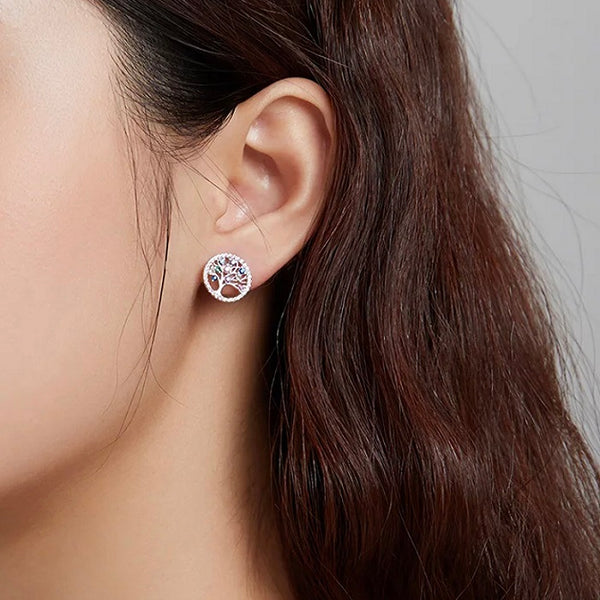 Ohrstecker Lebensbaum Sterling Silber Kristall - FALKENKOENIG SCHMUCK & Piercing Online Shop