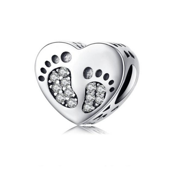Charm Anhänger Herz Baby Füsschen Sterling Silber - FALKENKOENIG SCHMUCK & Piercing Online Shop