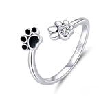 Verstellbarer Katzen-Pfoten Fingerring aus 925er Silber – filigraner Ring für Katzenliebhaber, offen & flexibel.