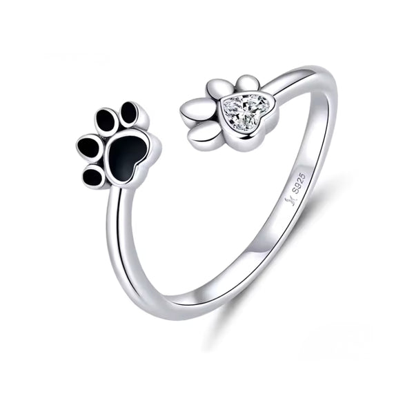 Verstellbarer Katzen-Pfoten Fingerring aus 925er Silber – filigraner Ring für Katzenliebhaber, offen & flexibel.