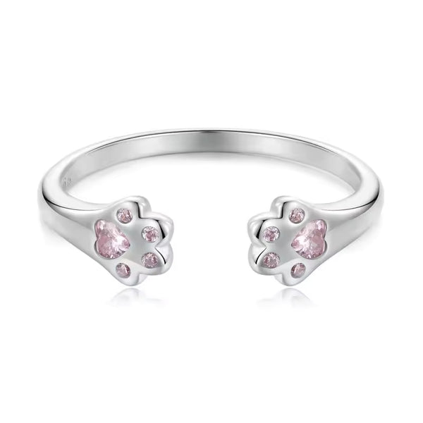 Verstellbarer PAW Fingerring Pfoten Sterlingsilber - FALKENKOENIG SCHMUCK & Piercing Online Shop