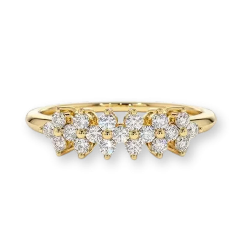 Moissanite Fingerring aus vergoldetem 925er Silber – nachhaltige Alternative zum Diamanten, luxuriöser Solitärring in Goldoptik.
