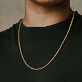 Gold Weizenkette aus Edelstahl für Herren, robuste Halskette mit geflochtener Struktur, maskuliner Herrenschmuck.