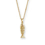 Fisch Halskette aus Edelstahl mit goldenem Fisch Anhänger und Edelstahlkette, wasserfester maritimer Schmuck für Damen und Herren.