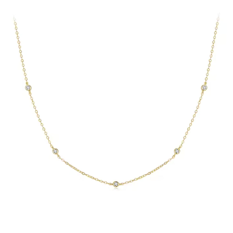 Darling Gold Silber Halskette aus 925er Sterlingsilber mit Kristallen, verstellbar in Gold oder Silber, Geschenk für die Liebste.