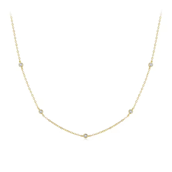 Darling Gold Silber Halskette aus 925er Sterlingsilber mit Kristallen, verstellbar in Gold oder Silber, Geschenk für die Liebste.