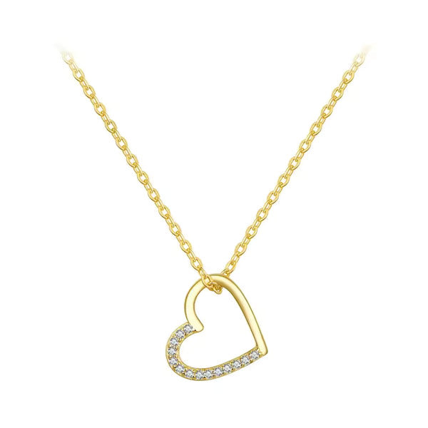 Gold Herz Halskette 925er Sterlingsilber verstellbar 40–45 cm in Gold oder Silber, Geschenk für Ehefrau, Mutter oder Valentinstag.
