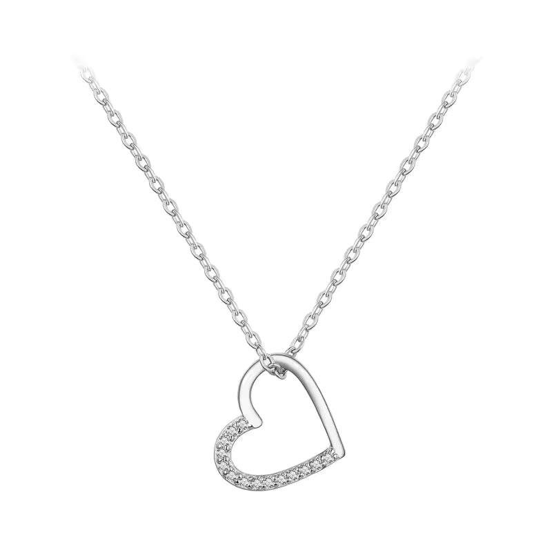 Herz-Anhänger mit Halskette 925er Sterlingsilber verstellbar 40–45 cm in Gold oder Silber, Geschenk für Ehefrau, Mutter oder Valentinstag.