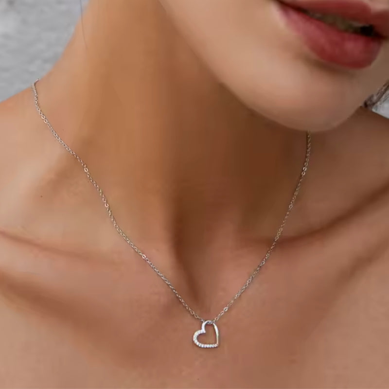 Herz-Anhänger mit Halskette 925er Sterlingsilber verstellbar 40–45 cm in Gold oder Silber, Geschenk für Ehefrau, Mutter oder Valentinstag.