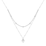 Layering Halskette 925 Sterlingsilber mit Herz Anhänger und Kugelkette, verstellbar in Gold oder Silber, Geschenk für Frau.