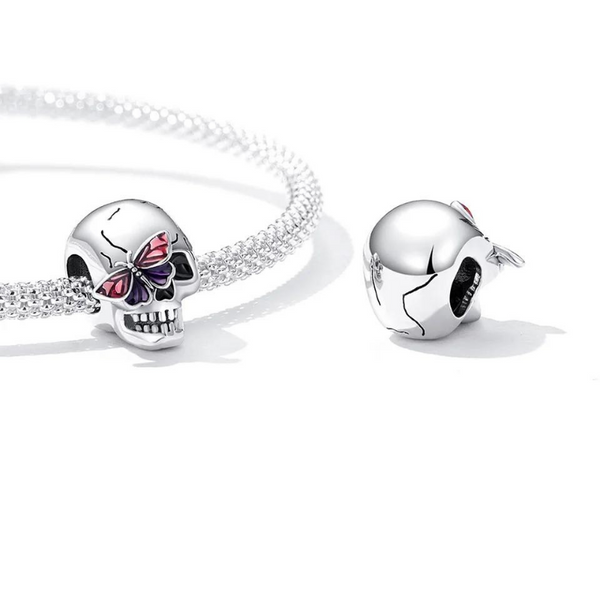 Totenkopf Halloween Silber Kristall Charm Anhänger - FALKENKOENIG SCHMUCK & Piercing Online Shop