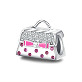 Handtaschenn Charm Anhänger aus Sterling Silber mit blauer Emaille – Symbol für Reisen, Urlaub, Glücksbringer und Schutzenge