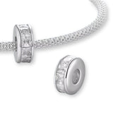 Kristall Stopper Charm aus 925er Silber – funktionaler Schmuckanhänger mit funkelnden Kristallen für Stil, Halt und Eleganz am Armband.