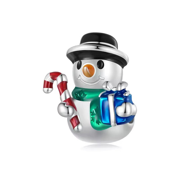 Schneemann Charm aus 925er Silber – winterlicher Anhänger mit liebevollen Details, passend für Charm-Armbänder & Ketten.