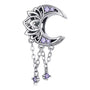 Mond-Lotus Charm-Anhänger aus 925er Silber mit lila Kristallen – spiritueller Schmuck für Balance, Wachstum und Achtsamkeit.