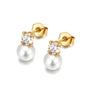 Perlen Ohrstecker aus 316L Edelstahl mit Kristall und synthetischer Perle in Gold oder Silber, elegante Damen Ohrringe.