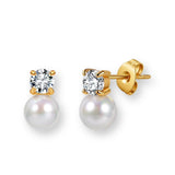Perlen Ohrstecker aus 316L Edelstahl mit Kristall und synthetischer Perle in Gold oder Silber, elegante Damen Ohrringe.