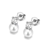 Perlen Ohrstecker aus 316L Edelstahl mit Kristall und synthetischer Perle in Gold oder Silber, elegante Damen Ohrringe.