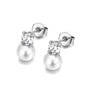 Perlen Ohrstecker aus 316L Edelstahl mit Kristall und synthetischer Perle in Gold oder Silber, elegante Damen Ohrringe.