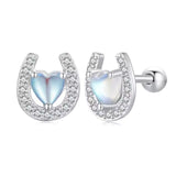 Pferde-Hufeisen Ohrstecker in Herzform aus 925er Sterlingsilber – filigraner Schmuck für Reiterinnen & Pferdefreunde mit Symbolkraft