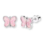 Schmetterling Kinder Ohrstecker aus Edelstahl mit rosa Glitzer und Sicherheitsverschluss, süße Kinderohrringe für Mädchen.