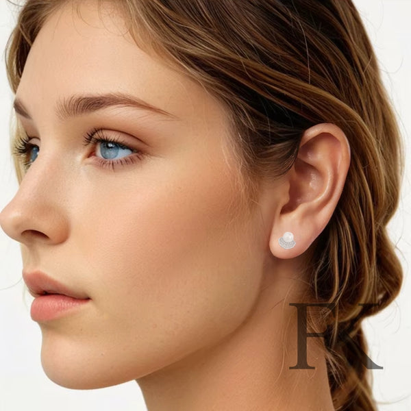Perlen-Muschel Ohrstecker aus 925er Silber – filigran gearbeitete Ohrringe in Muschelform, inspiriert von der Natur, Symbol für Schutz und Intuition.🐚✨