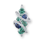 Verspielter Glamour Anhänger aus 925er Silber mit blauen und grünen Kristallen – elegantes Schmuckstück für Lebensfreude, Farbe und Stil.