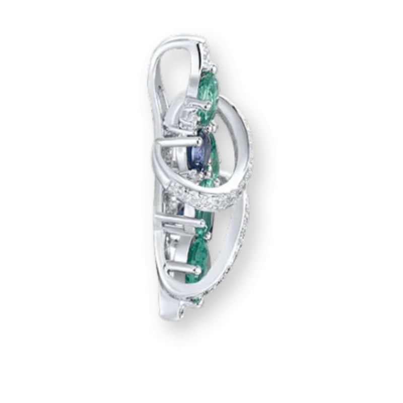 Verspielter Glamour Anhänger aus 925er Silber mit blauen und grünen Kristallen – elegantes Schmuckstück für Lebensfreude, Farbe und Stil.