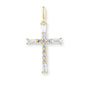 Gold Kreuz-Halskettenanhänger aus 925er Sterlingsilber mit vielen kleinen Kristallen – filigran, glänzend und spirituell auf hellem Hintergrund.