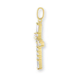 Gold Kreuz-Halskettenanhänger aus 925er Sterlingsilber mit vielen kleinen Kristallen – filigran, glänzend und spirituell auf hellem Hintergrund.