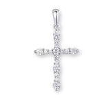 Kreuz-Halskettenanhänger aus 925er Sterlingsilber mit vielen kleinen Kristallen – filigran, glänzend und spirituell auf hellem Hintergrund.