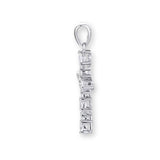 Kreuz-Halskettenanhänger aus 925er Sterlingsilber mit vielen kleinen Kristallen – filigran, glänzend und spirituell auf hellem Hintergrund.