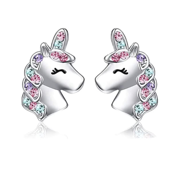 Glitzer Einhorn Ohrstecker Sterling Silber - FALKENKOENIG SCHMUCK & Piercing Online Shop