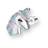 Glitzer Einhorn Ohrstecker Sterling Silber - FALKENKOENIG SCHMUCK & Piercing Online Shop