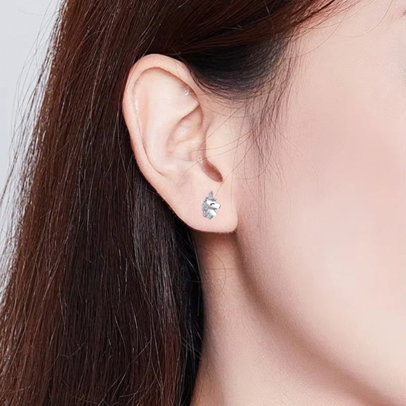 Glitzer Einhorn Ohrstecker Sterling Silber - FALKENKOENIG SCHMUCK & Piercing Online Shop