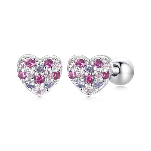 Elli Orecchini A Cuore Per Bambine In Argento Sterling 925 Con Smalto Rosa - Gioielli Per Battesimo, Comunione, Compleanno - 2