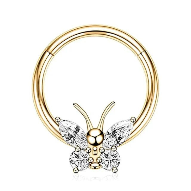 Schmetterling Gold Septum-Piercing Titan