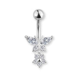 Schmetterling Bauchnabelpiercing aus Chirurgenstahl 316L – in Roségold, Silber oder Gold erhältlich, zartes Design mit glänzender Oberfläche.