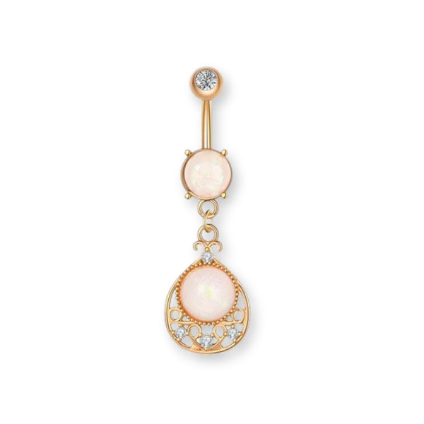 Bauchnabelpiercing in Gold mit Zirkonia Kristallen - FALKENKOENIG SCHMUCK & Piercing Online Shop