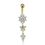 Hängendes Bauchnabelpiercing mit Zirkonia aus 316L Chirurgenstahl in Silber oder Gold, luxuriöses Belly Button Piercing Damen.