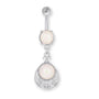 Opal-Zirkon Bauchnabelpiercing aus Chirurgenstahl 316L mit pendelndem Opal-Anhänger – in Silber, Gold oder Roségold erhältlich, edel & glänzend.