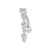 Hängendes Bauchnabelpiercing mit Zirkonia aus Titan G23 in Silber oder Gold, luxuriöses Belly Button Piercing Damen